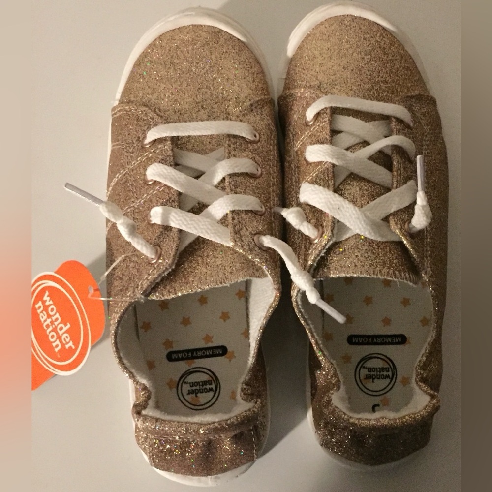 Wonder Nation Glittery Gold Kids Sneakers